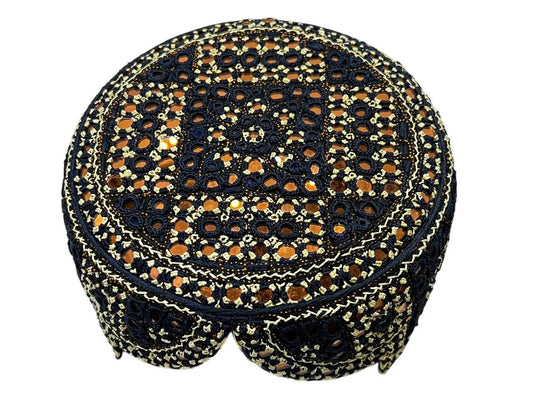 Handmade Embroidered Mirror Cap: Afghan, Sindhi, Balochi Style