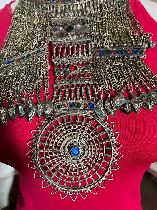 Vintage Afghan Tribal Choker Necklace: Handmade Kuchi Banjara Jewelry