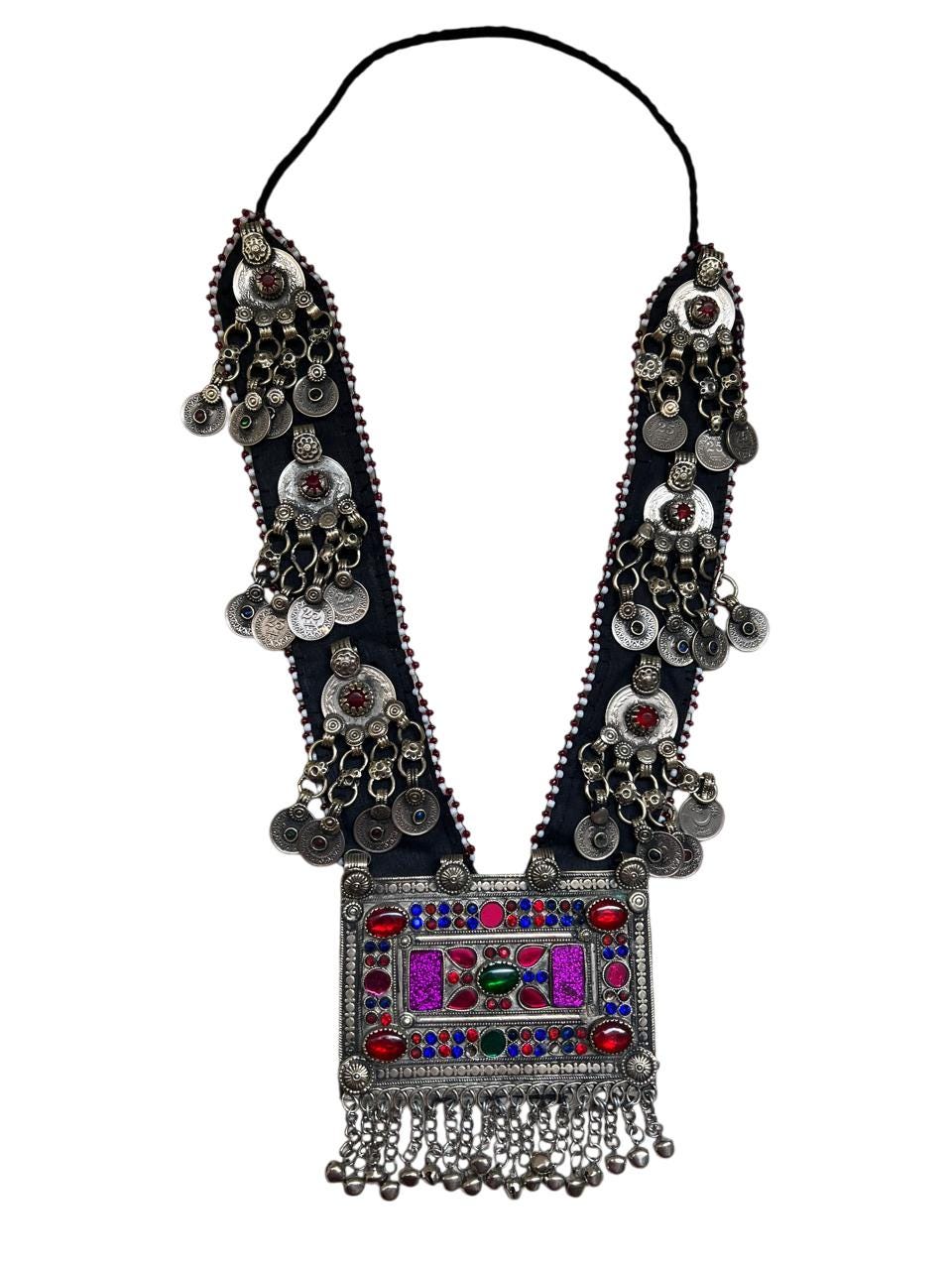 Afghan Kuchi Tribal Necklace Set: Handmade Silver Plated Boho Jewelry