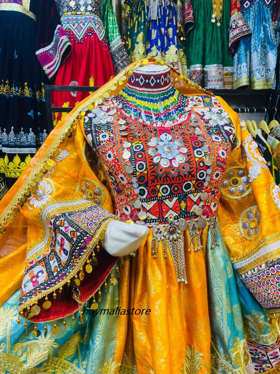 Afghan Kuchi Dress: Embroidered 3-Piece Set with Charma Dozi