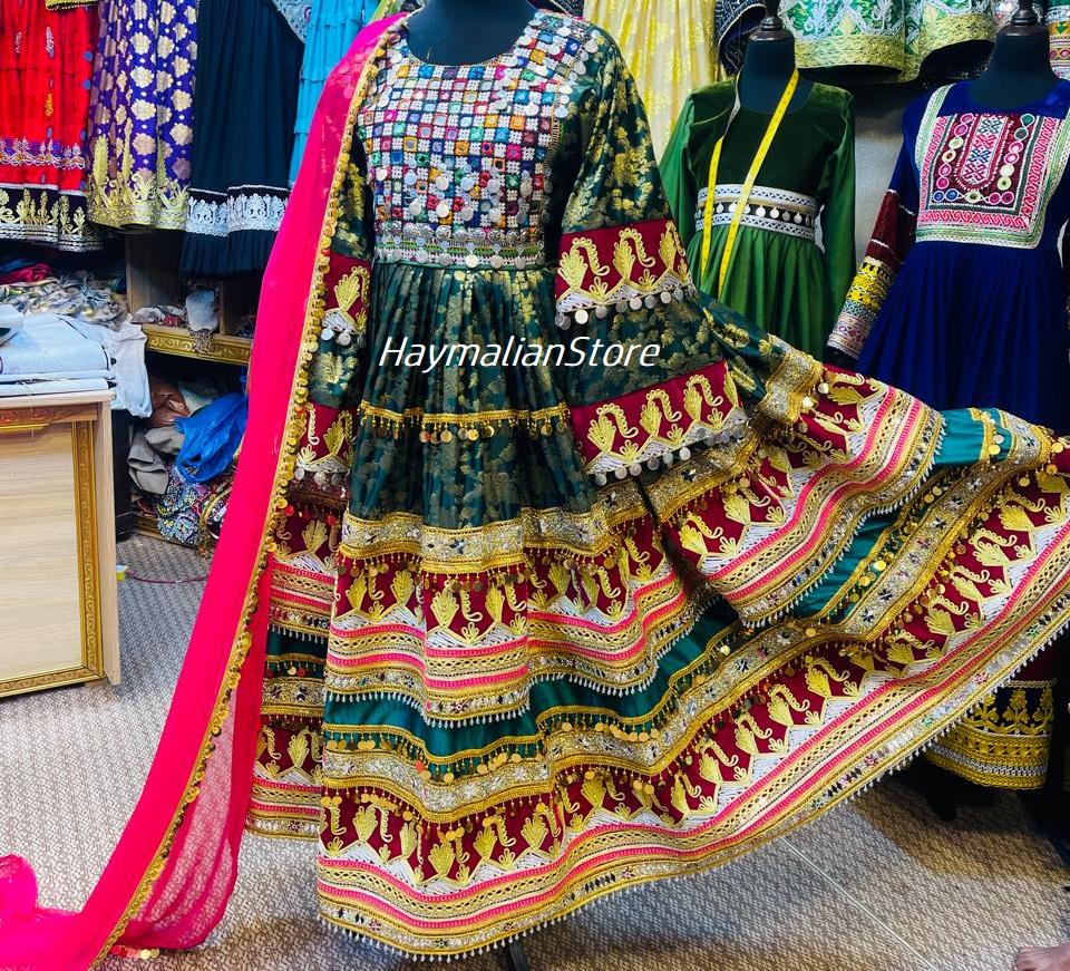 Afghan Kuchi Dress: Embroidered Coin Dress with Charma Dozi Work