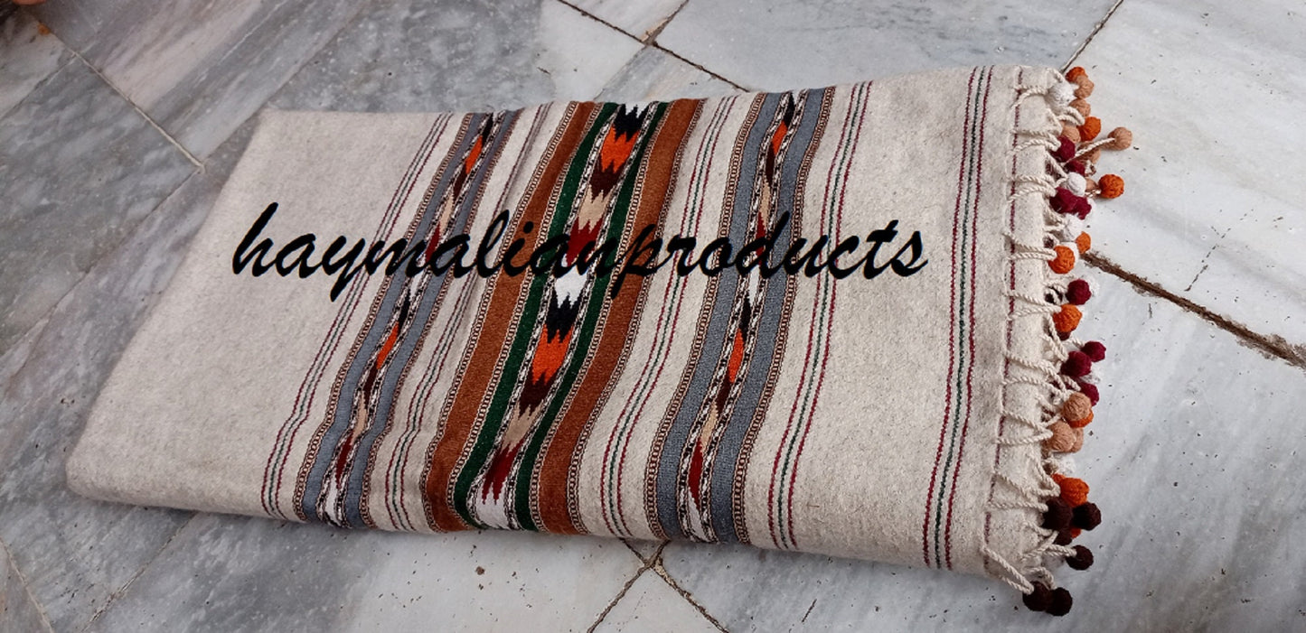 Primum Quality Afghan Patu Pure lamb Wool Winter Blanket - Shawl hand made from Swat