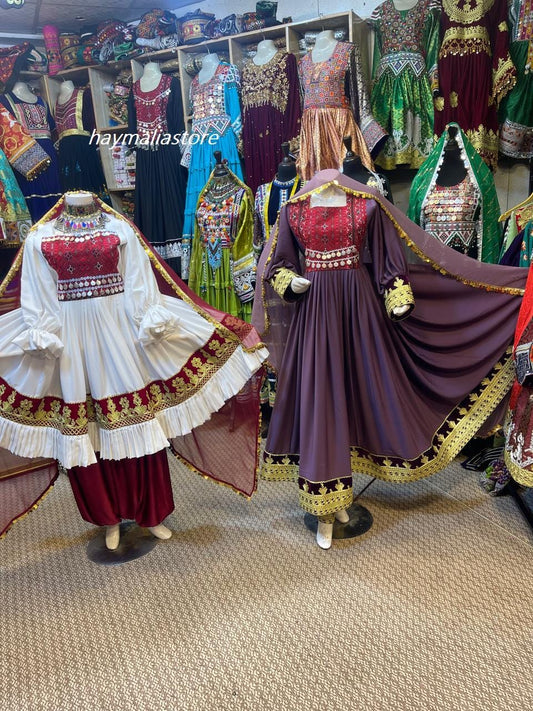 Purple Afghan Kuchi Dress: Embroidered 3-Piece Charma Dozi Outfit