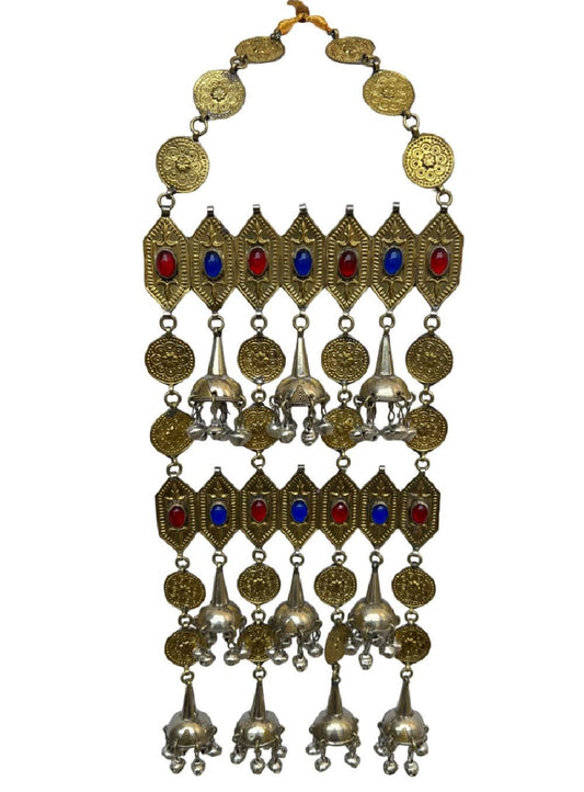 Turkmin Long Golden Necklace Traditional Handmade Jewelry Kuchi Boho Necklace Set