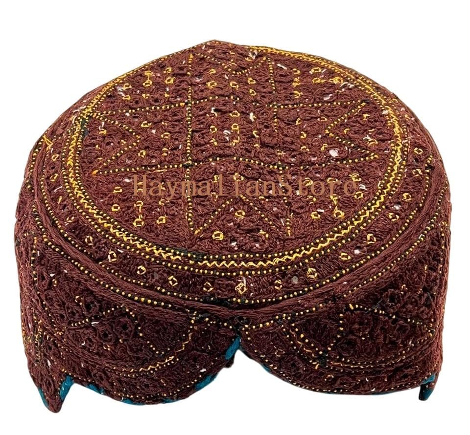 Handmade Embroidered Mirror Cap: Afghan, Sindhi, Balochi Style
