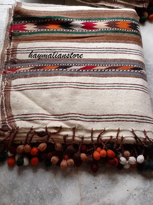 Primum Quality Afghan Patu Pure lamb Wool Winter Blanket - Shawl hand made from Swat