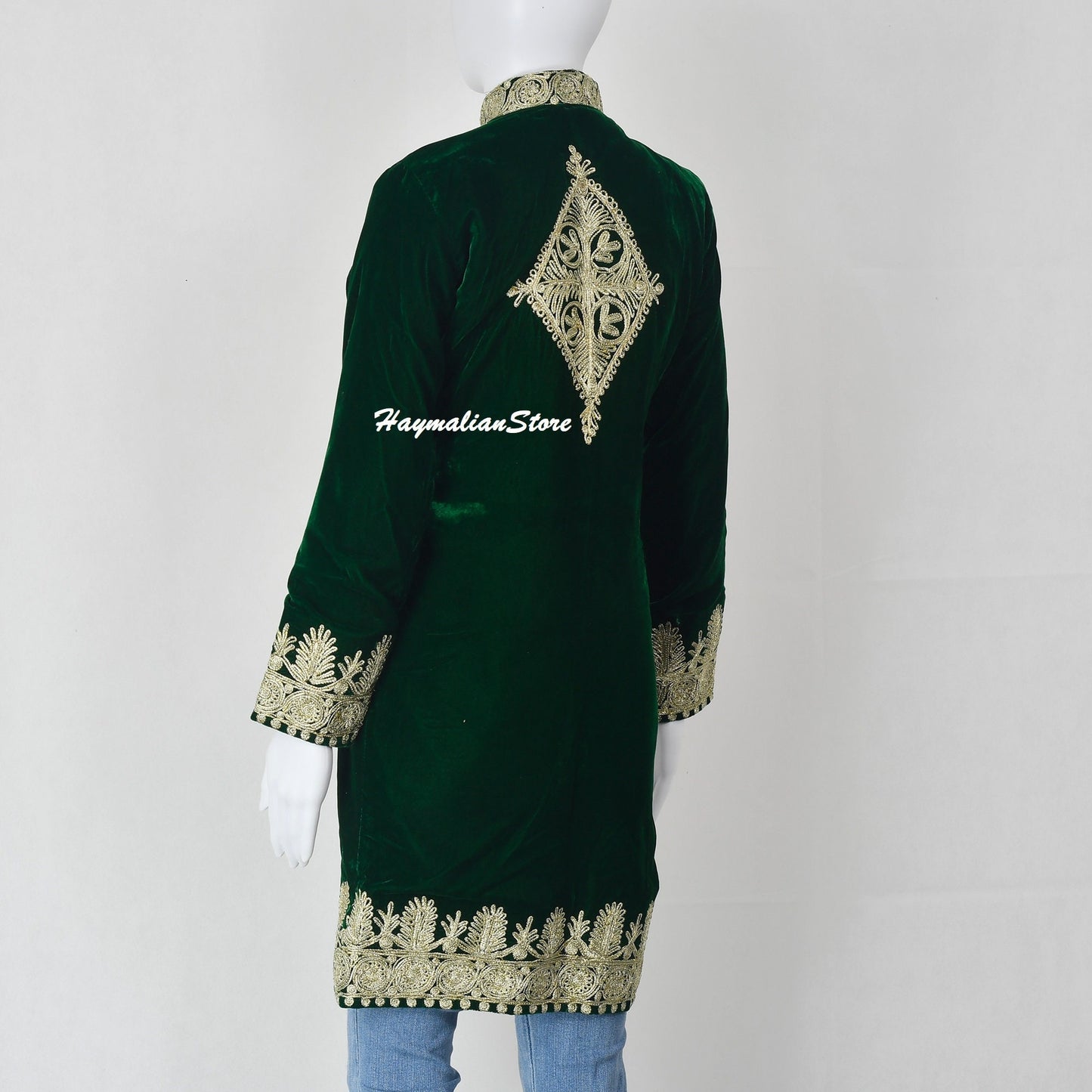 Hand Made Afghan Golabaton Topper Jacket Green Color long vest for women
