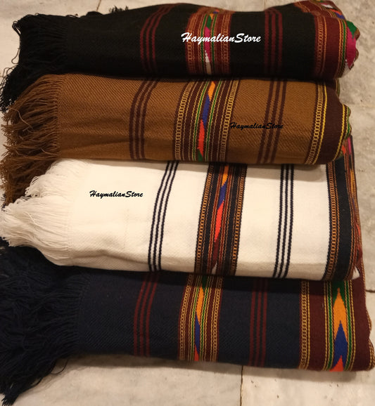 Afghan Wool Patu Blanket: Traditional Colorful Winter Shawl