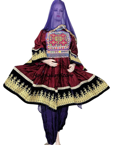 Handmade Afghan Kuchi Dress: Tribal Embroidered Boho Charma Dozi