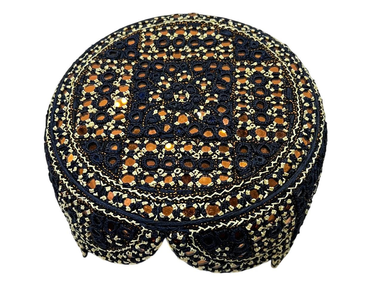 Handmade Embroidered Mirror Cap: Afghan, Sindhi, Balochi Style