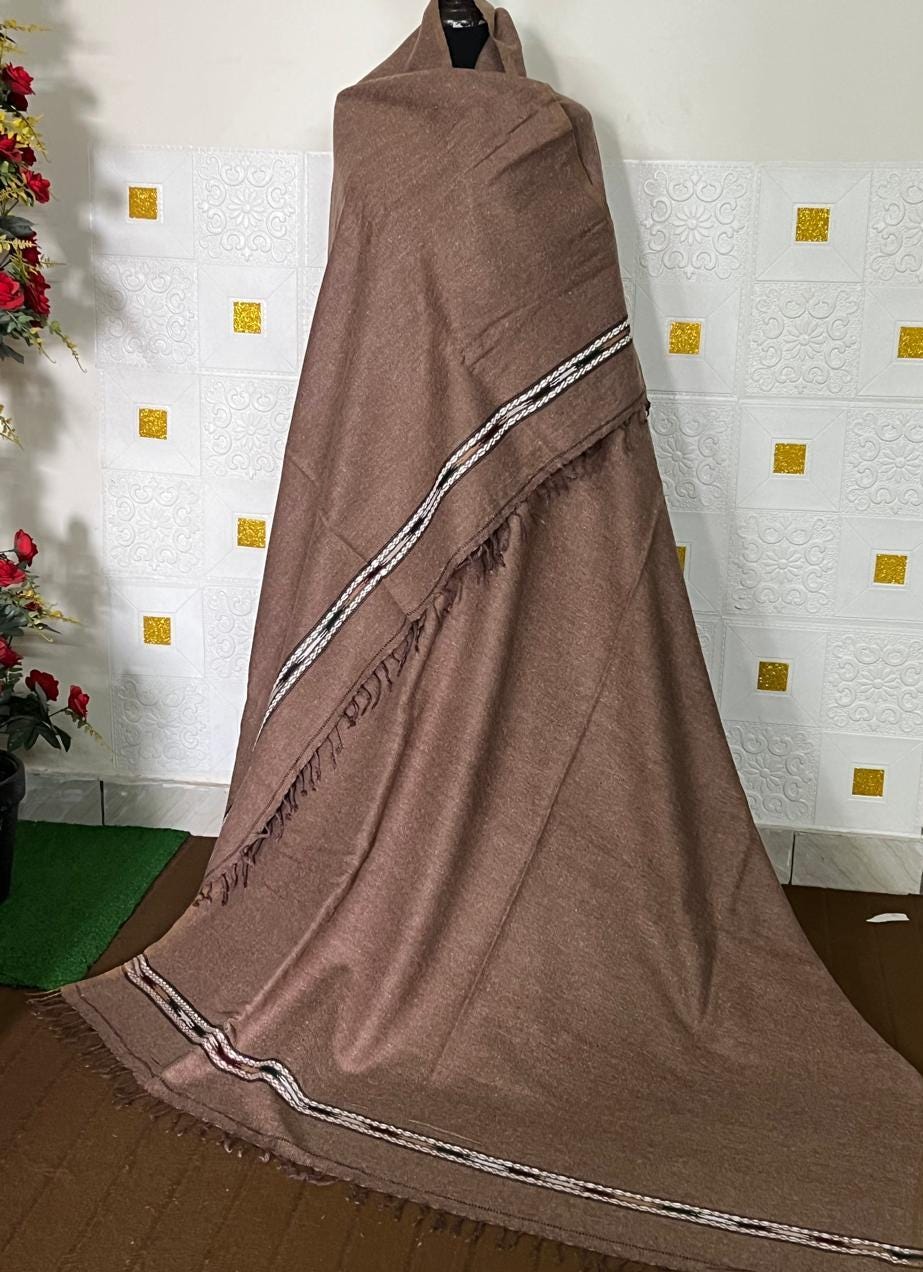 Afghan Wool Patu Shawl: Traditional Off-White Blanket, Lightweight