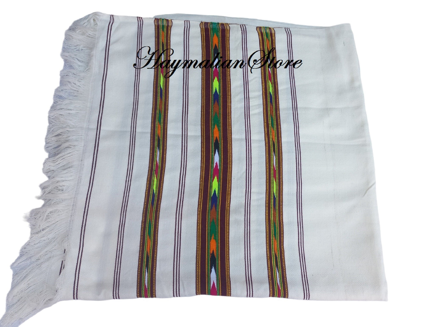 Handmade Wool Afghan Patu Shawl: Winter Blanket, Black & White