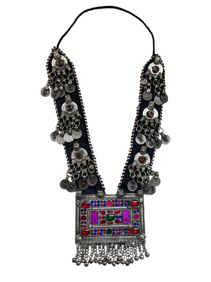 Afghan Kuchi Tribal Necklace Set: Handmade Silver Plated Boho Jewelry