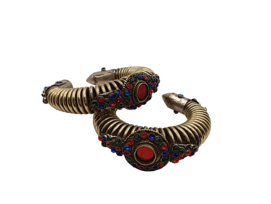Afghan-Kuchi-Cuff-Carved-Tribal-Jewelry-Ethnic-Boho Afghan  Bracelet, Vintage Style Nomadic Jewelry