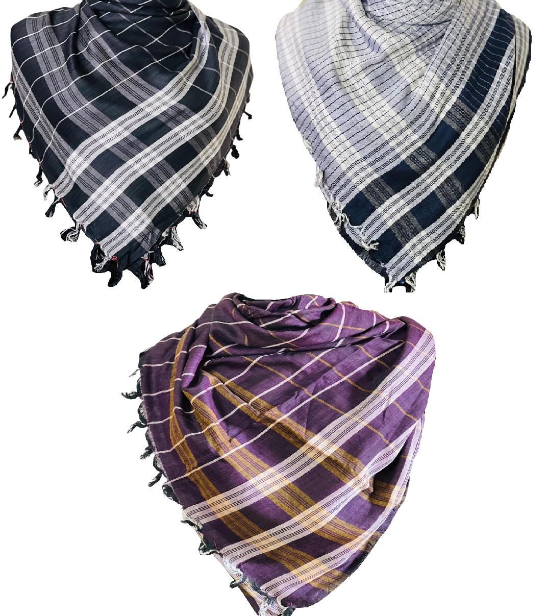 Unisex Arab Shemagh Keffiyeh Scarf: Lightweight Cotton Blend, 45"