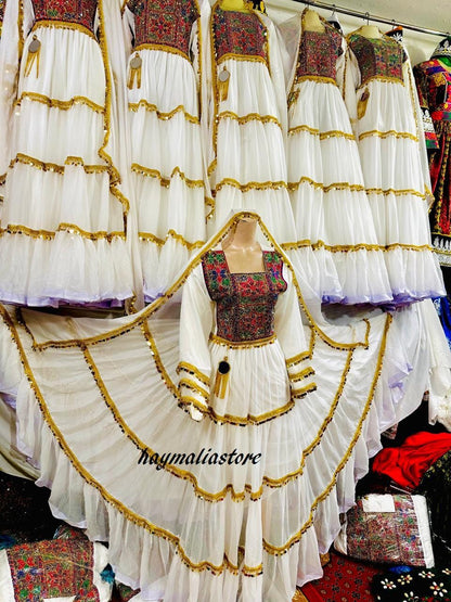 Long Frocks Afghan Kuchi Wedding long Dress: Multi-Color Chiffon Dresses