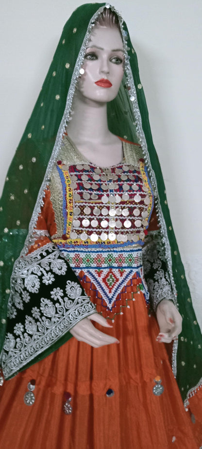Afghan Kuchi Dress: Embroidered 3-Piece Set with Charma Dozi