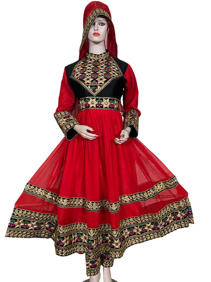 Handmade Afghan Kuchi Dress: Tribal Boho Multicolor 3-Piece