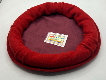 Handmade Wool Pakol Hat: Afghan Chitrali Style, Red (Size 11)