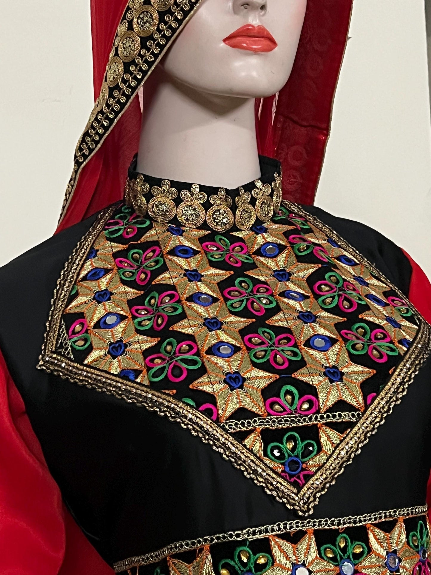 Handmade Afghan Kuchi Dress: Tribal Boho Multicolor 3-Piece