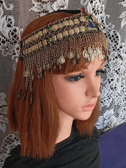 Vintage Maatha Patti Kuchi Pashtun Headdress , Afghani Belly dance Jewelry