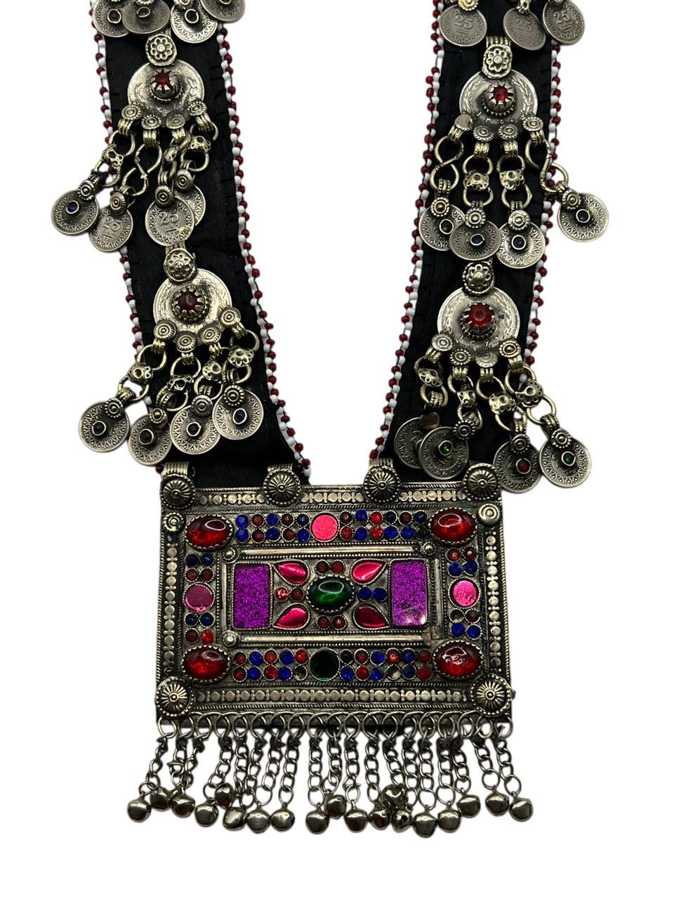 Afghan Kuchi Tribal Necklace Set: Handmade Silver Plated Boho Jewelry