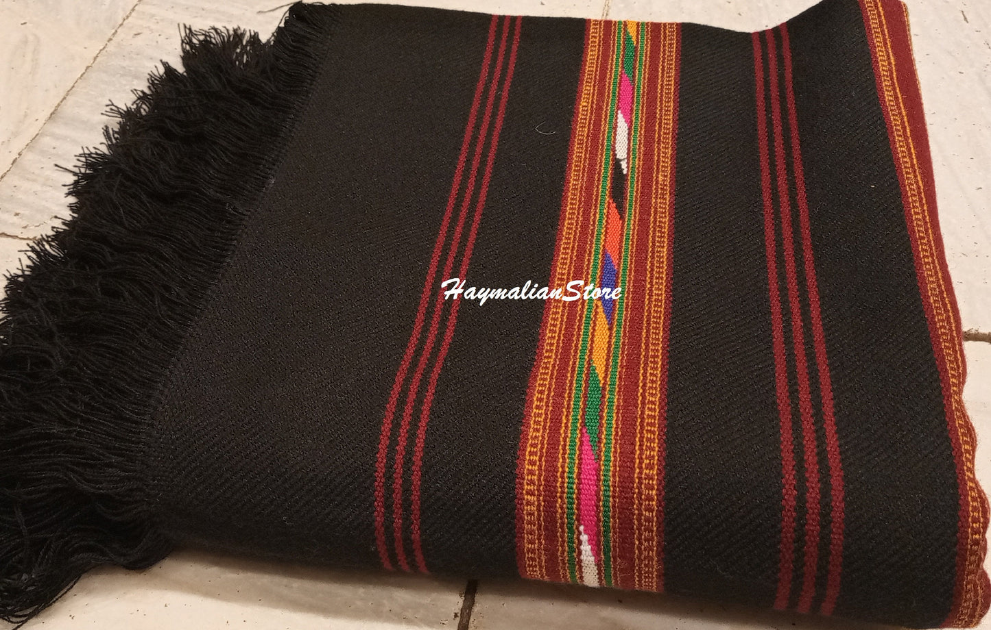 Afghan Wool Patu Blanket: Traditional Colorful Winter Shawl