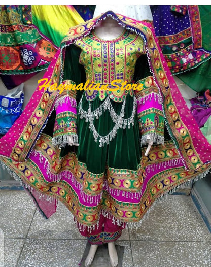 Handmade Afghan Kuchi Dress: Tribal Embroidered 3-Piece Set