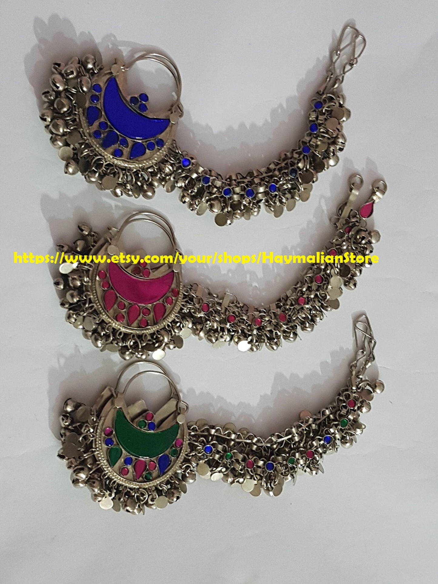 Handmade Kuchi Afghan Earrings Tribal Jewelry Anchor Bohemian Boho from Pakistan