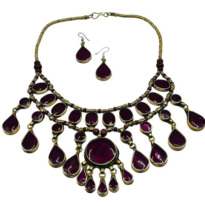 Red Coral Afghan Turkmen Tribal Ethnic Kuchi Necklace Circle 3 Layers