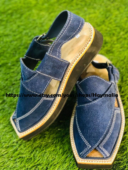 Handmade Leather Peshawari Chappal Sandal: Traditional Pakistani Kaptan Style