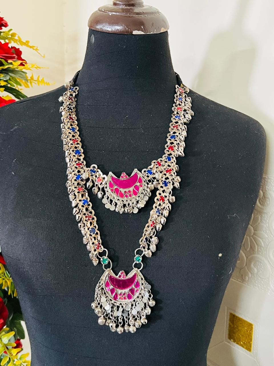 Afghan Tribal long Necklace Traditional Handmade Jewelry Kuchi Boho Necklace