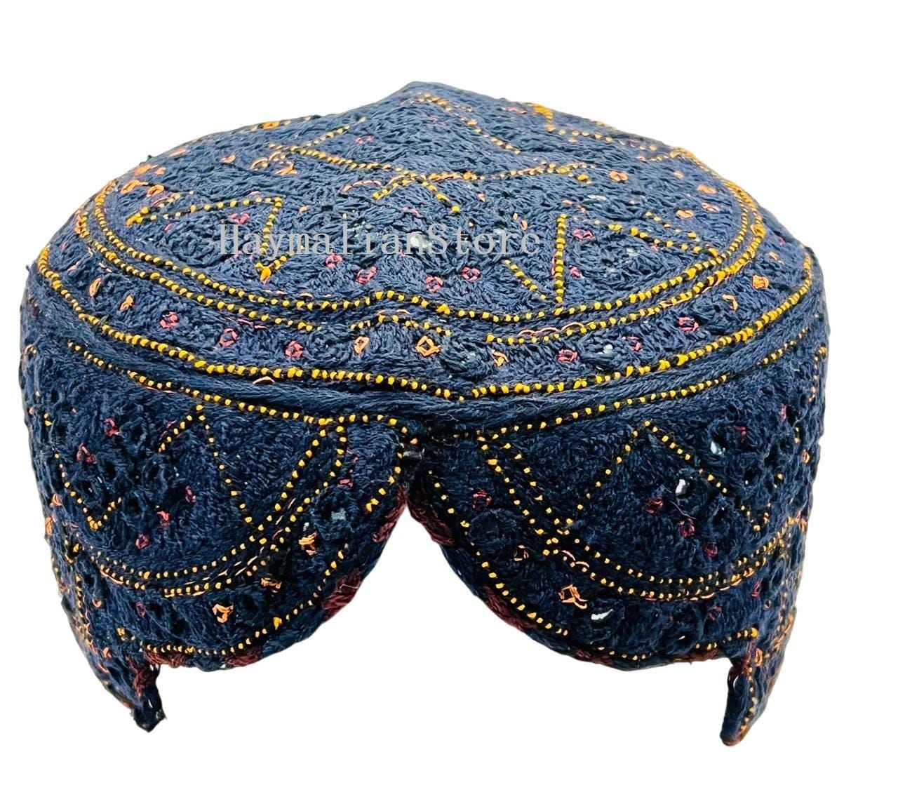 Handmade Embroidered Mirror Cap: Afghan, Sindhi, Balochi Style