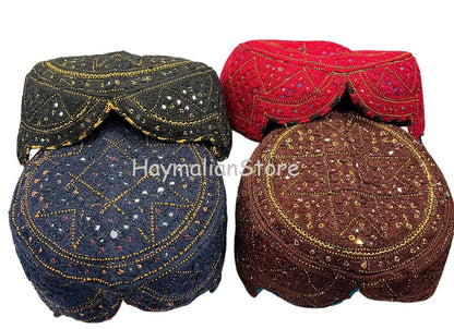 Handmade Embroidered Mirror Cap: Afghan, Sindhi, Balochi Style