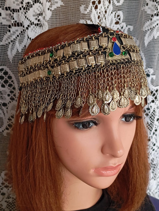 Vintage Maatha Patti Kuchi Pashtun Headdress , Afghani Belly dance Jewelry