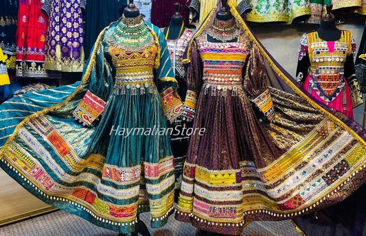 Afghan Kuchi Dress: Traditional Embroidered Coin Dress with Charma Dozi Work