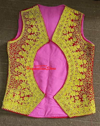 Afghan Traditional men's velvet vest with heavy Golden braided embroidery