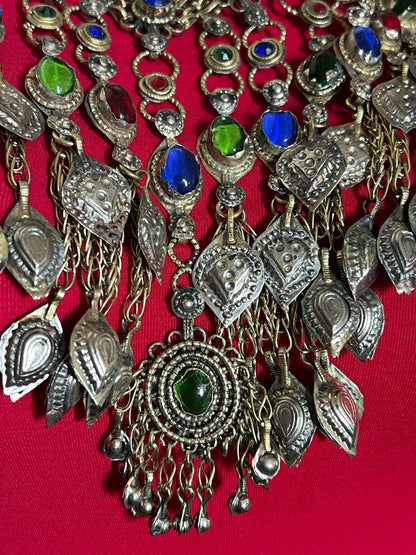 Vintage Afghan Kuchi Choker: Tribal Boho Necklace with Beads