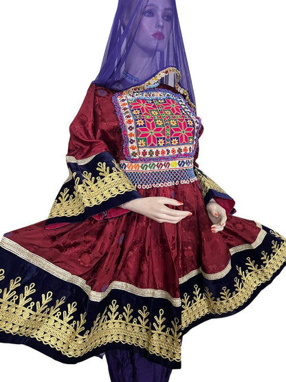 Handmade Afghan Kuchi Dress: Tribal Embroidered Boho Charma Dozi