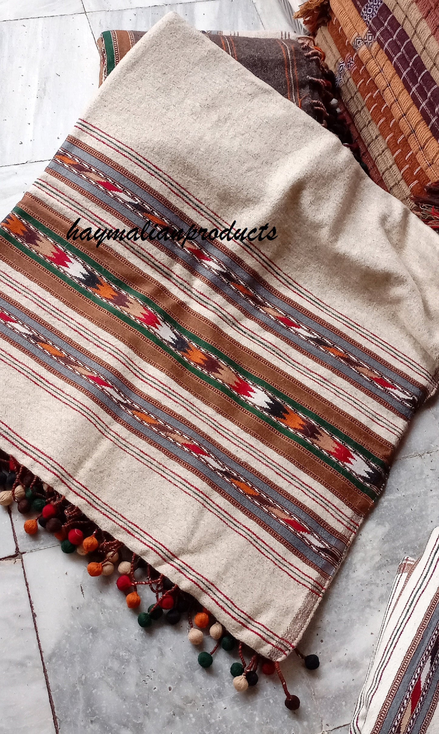 Primum Quality Afghan Patu Pure lamb Wool Winter Blanket - Shawl hand made from Swat