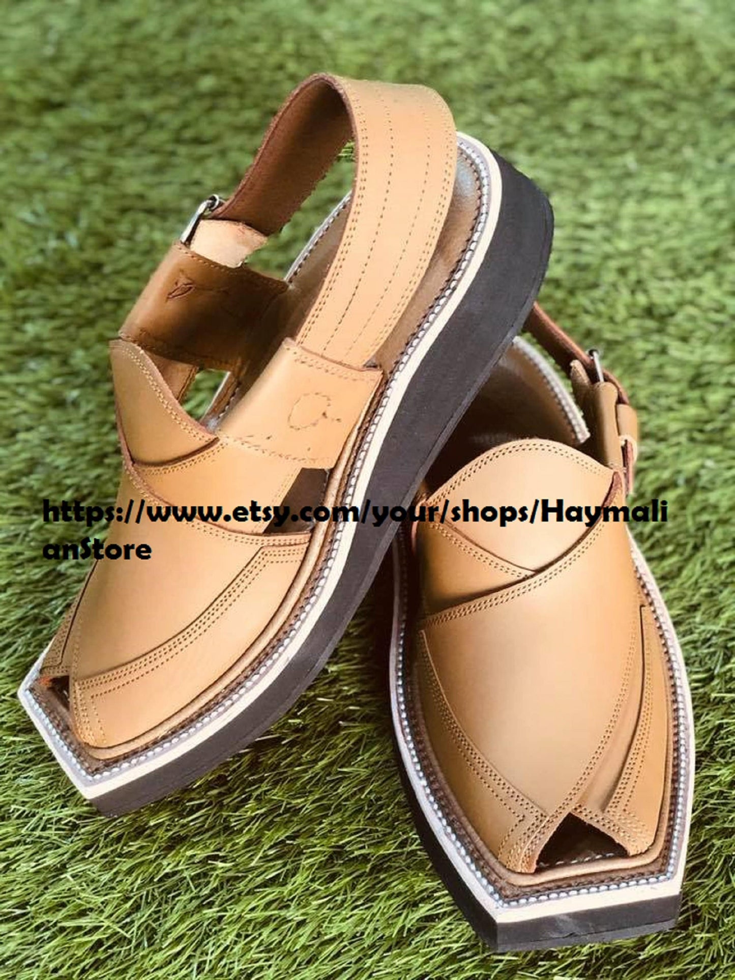 Handmade Leather Peshawari Chappal Sandal: Traditional Pakistani Kaptan Style