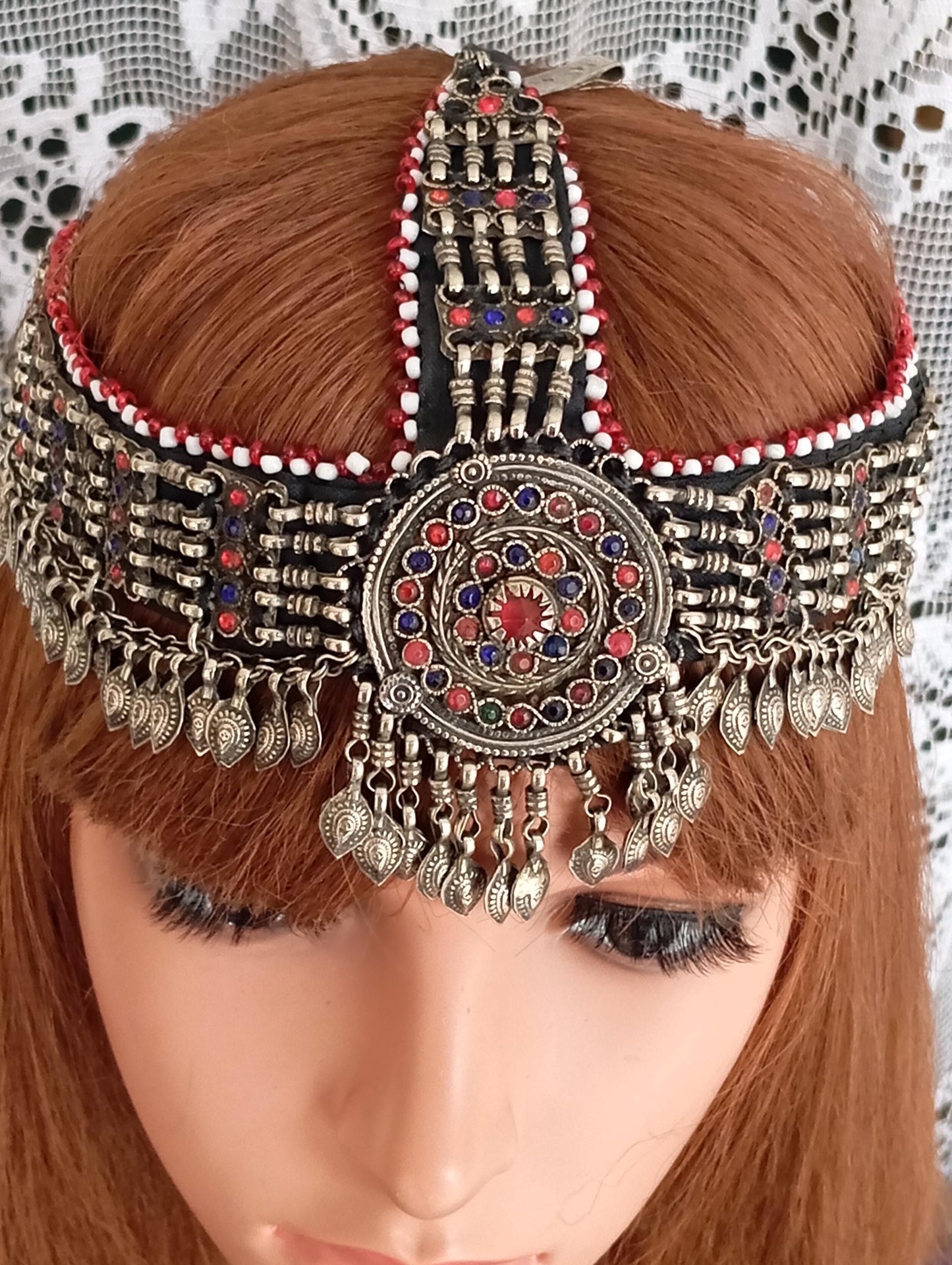Vintage Maatha Patti Kuchi Pashtun Headdress , Afghani Belly dance Jewelry