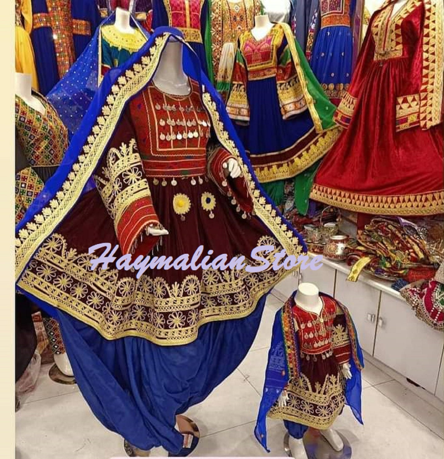 Handmade Afghan Kuchi Dress: Tribal Embroidered 3-Piece Set