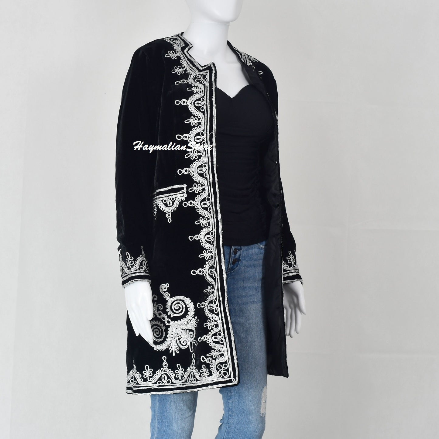 Hand Made Afghan Golabaton Topper Jacket Green Color long vest for women