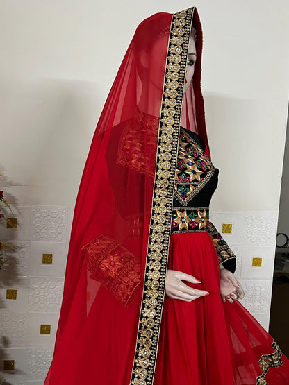 Handmade Afghan Kuchi Dress: Tribal Boho Multicolor 3-Piece