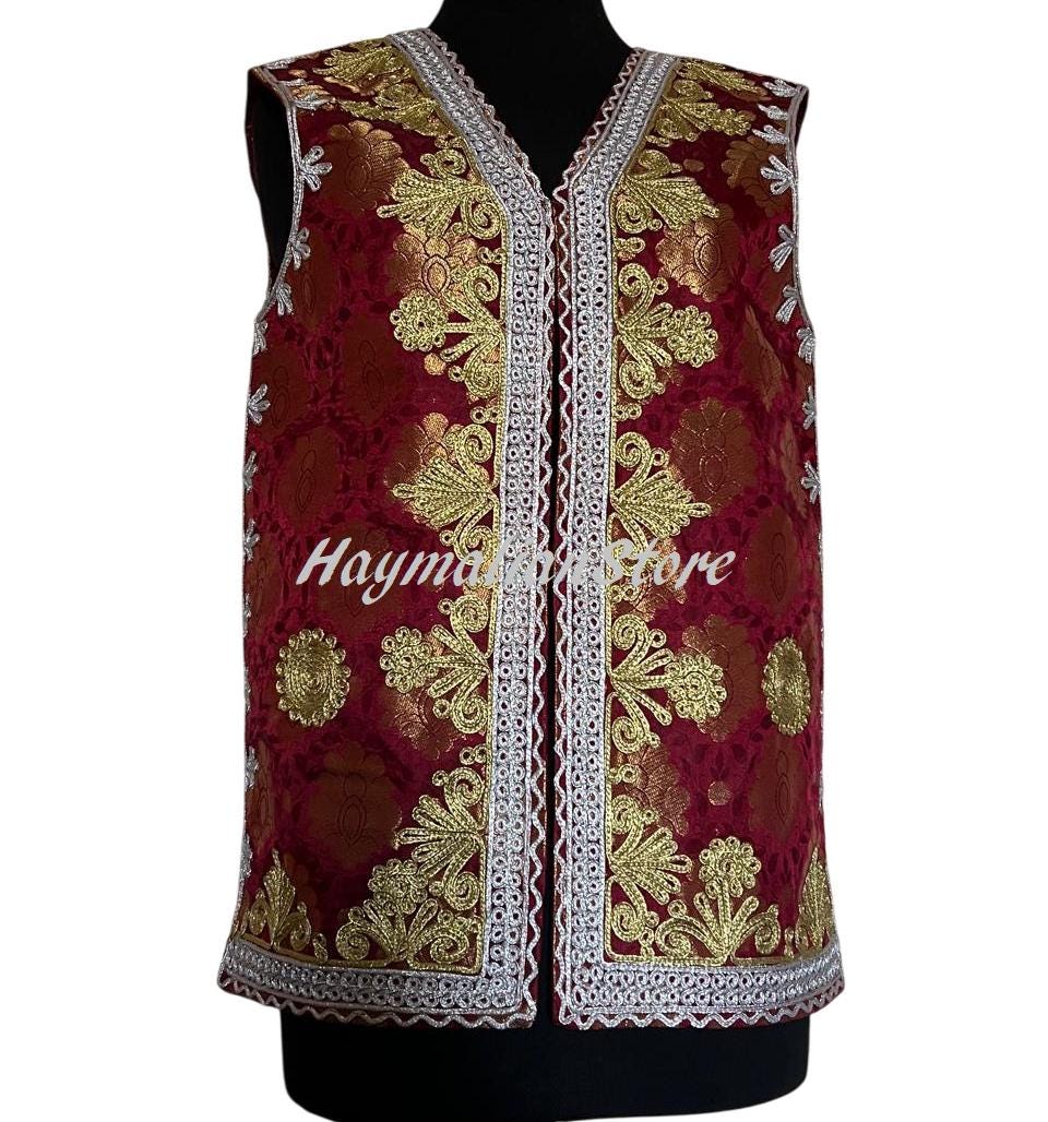 Afghan Traditional men's Multi Colour   vests with heavy Multi color  braided embroidery
