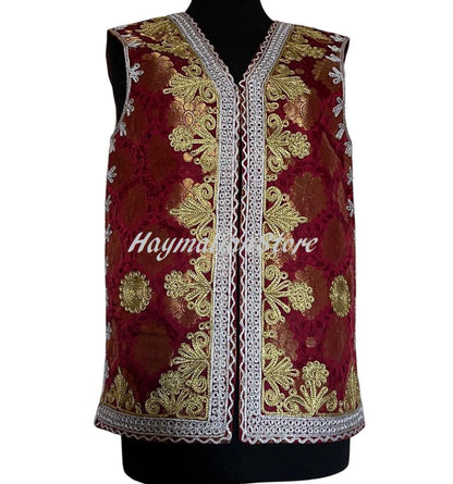 Afghan Traditional men's Multi Colour   vests with heavy Multi color  braided embroidery