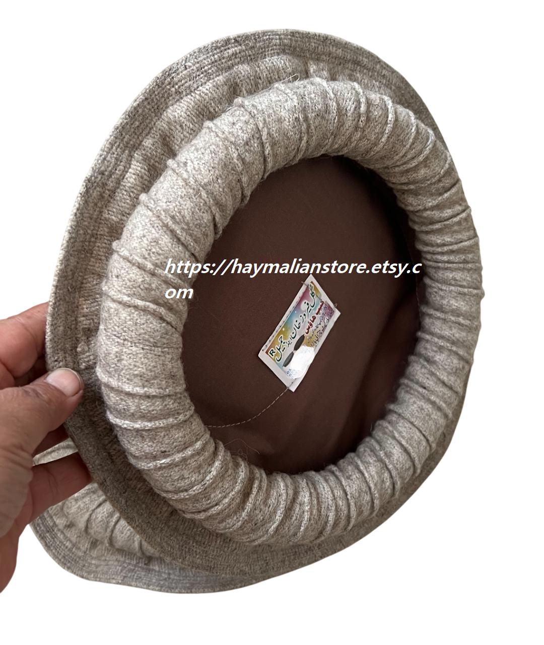 Handmade Wool Pakol Hat: Afghan Chitrali Style, Gray