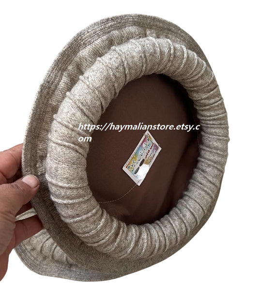 Handmade Wool Pakol Hat: Afghan Chitrali Style, Gray