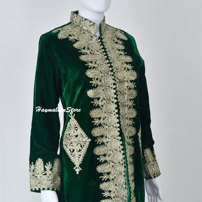Hand Made Afghan Golabaton Topper Jacket Green Color long vest for women